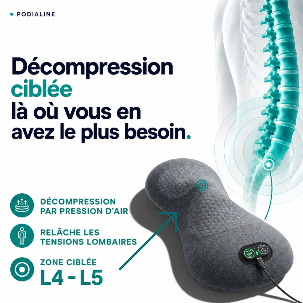 Masseur Lombaire 3-en-1 — Traction, Chaleur, Vibrations