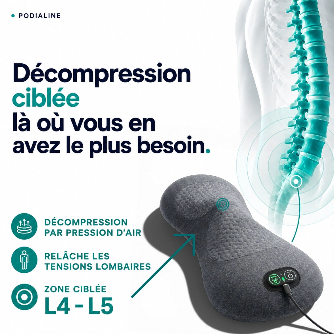 Masseur Lombaire 3-en-1 — Traction, Chaleur, Vibrations